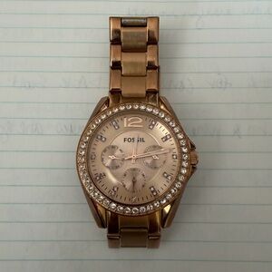 Fossil Rose Gold Crystal-Trim Watch